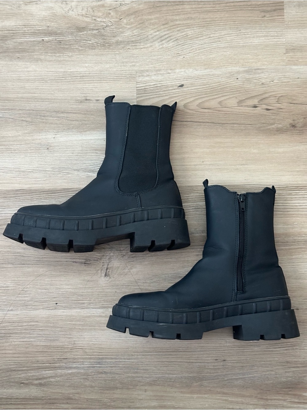 Black Chunky Boots - Women's